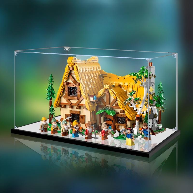 LEGO 43242 Espelho da Casa da Branca de Neve e os Sete Anões Caixa de Exibição Acrílica com Luz de Anel e Fundo Impresso em UV - Vitrine à Prova de Poeira