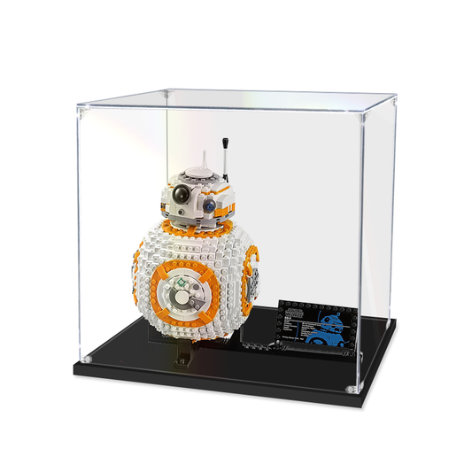Acrylic Display Case for LEGO 75187 BB-8, with Themed Printed Background & Dustproof Box