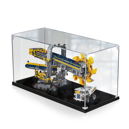Acrylic Display Case for LEGO 42055 Bucket Wheel Excavator, with Themed UV Printing Background & Dustproof Box