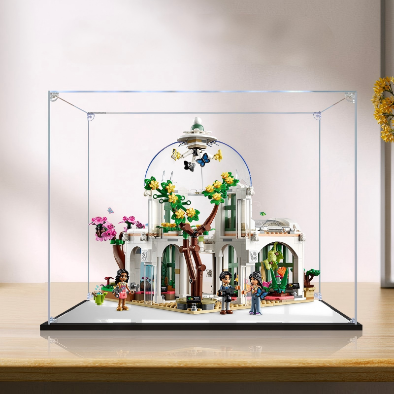 Acrylic Display Case for LEGO 41757 Botanical Garden, with Themed Printed Background & Dustproof Box