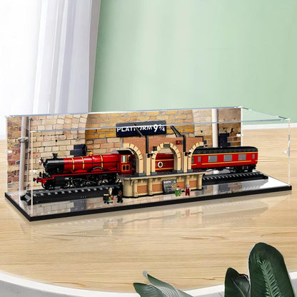 Acrylic Display Case for LEGO 76405 Hogwarts Express - Collectors' Edition, with Themed Printed Background & Dustproof Box