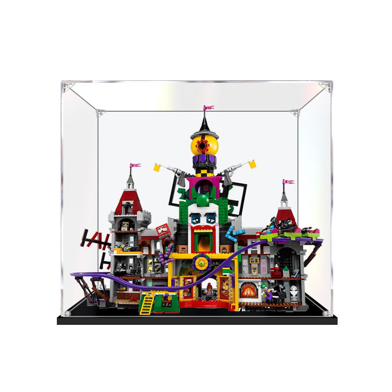 Acrylic Display Case for LEGO 70922 The Joker Manor, with Themed Printed Background & Dustproof Box