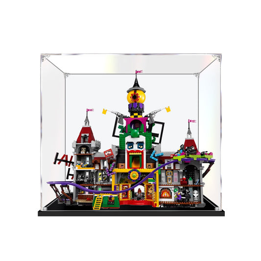 Acrylic Display Case for LEGO 70922 The Joker Manor, with Themed Printed Background & Dustproof Box