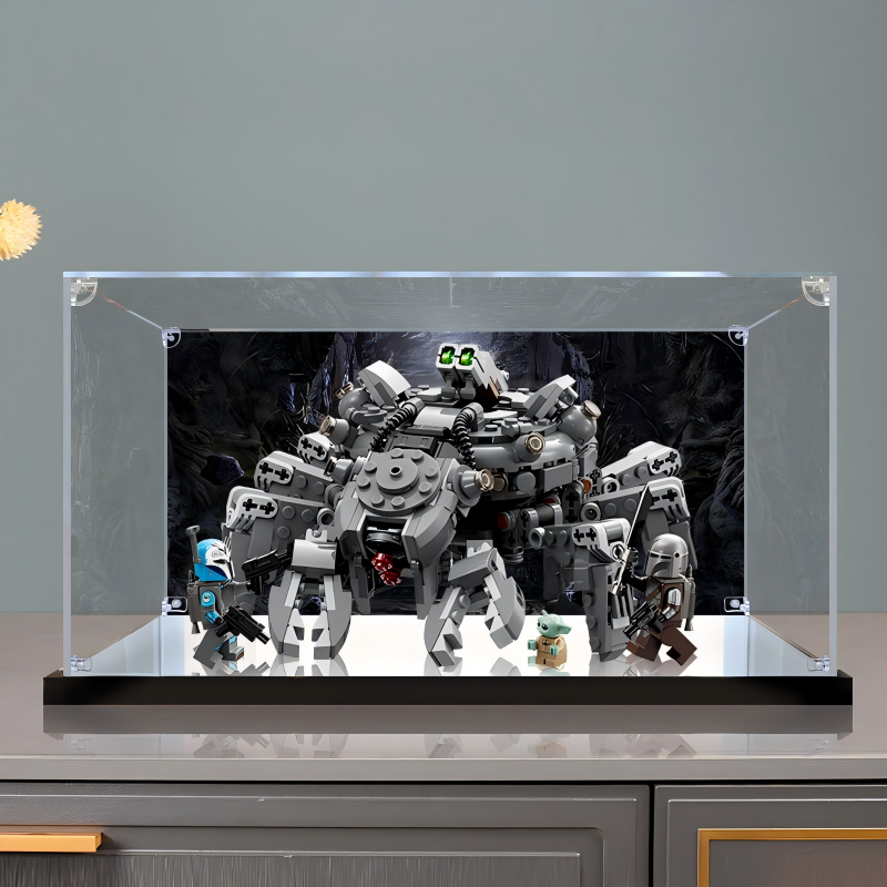 Acrylic Display Case for LEGO 75361 Spider Tank, with Themed Printed Background & Dustproof Box