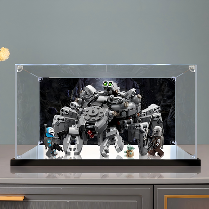 Acrylic Display Case for LEGO 75361 Spider Tank, with Themed Printed Background & Dustproof Box