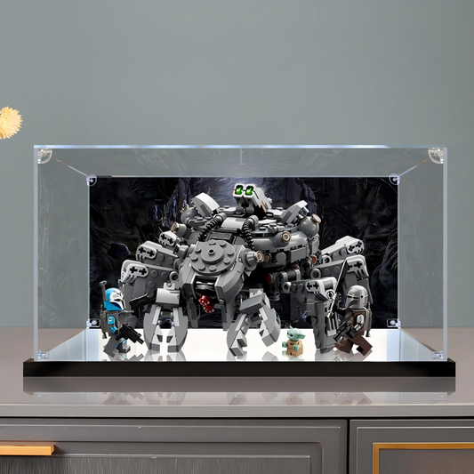 Acrylic Display Case for LEGO 75361 Spider Tank, with Themed Printed Background & Dustproof Box