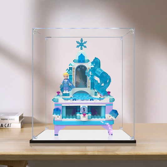 Acrylic Display Case for LEGO 41168 Elsa's Jewelry Box Creation, with Themed Printed Background & Dustproof Box