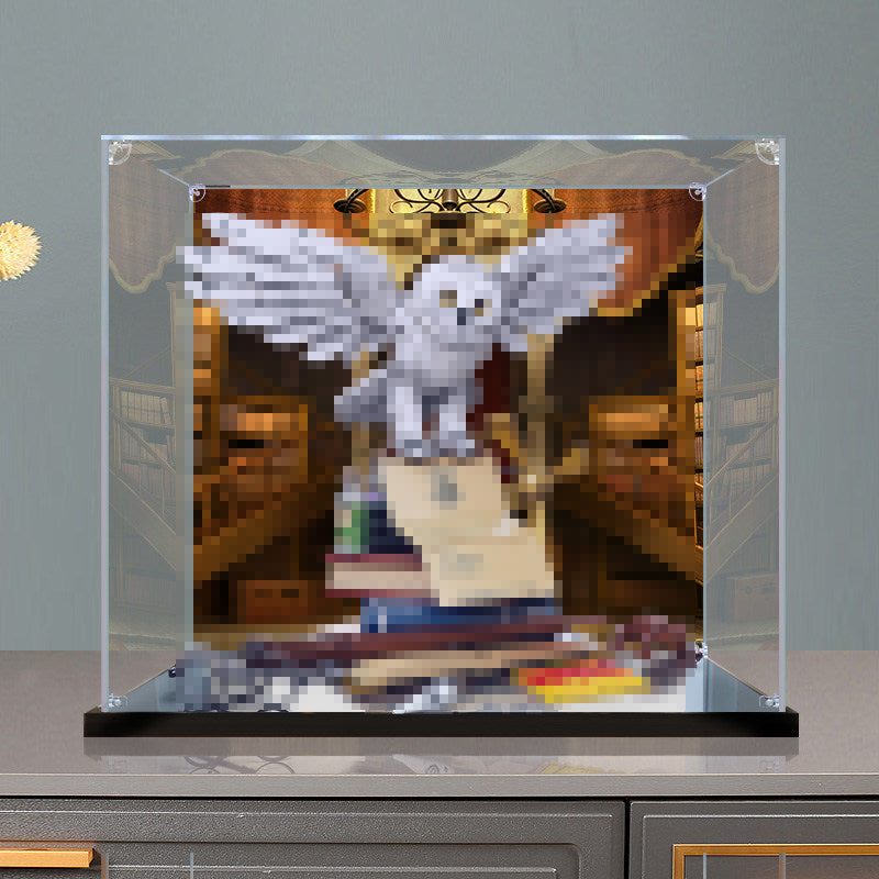 Acrylic Display Case for LEGO 76391 Hogwarts Icons - Collectors' Edition, with Themed Printed Background & Dustproof Box