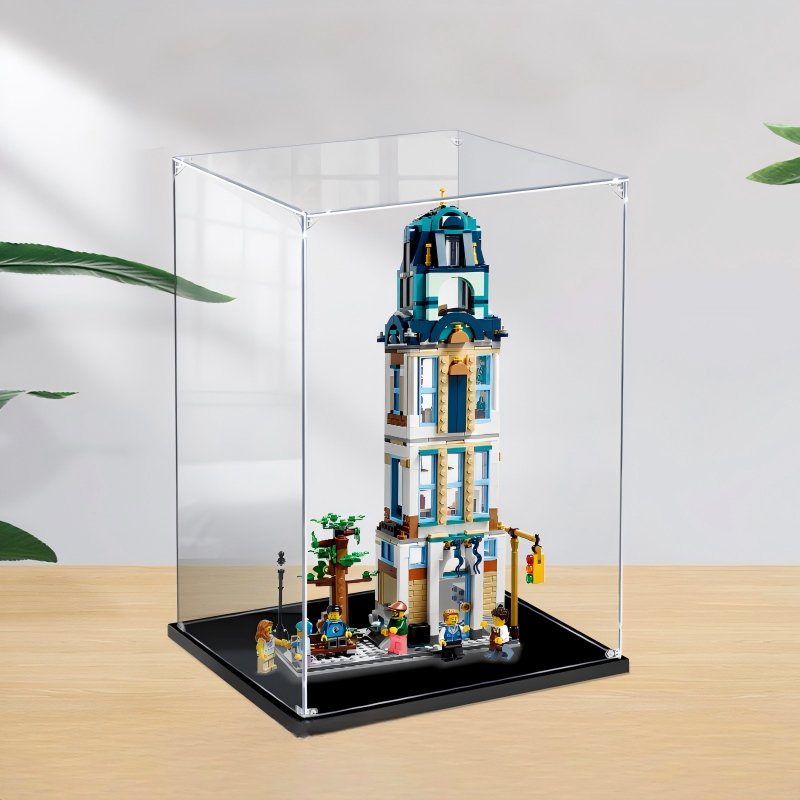Acrylic Display Case for LEGO 31141 Main Street, with Themed Printed Background & Dustproof Box