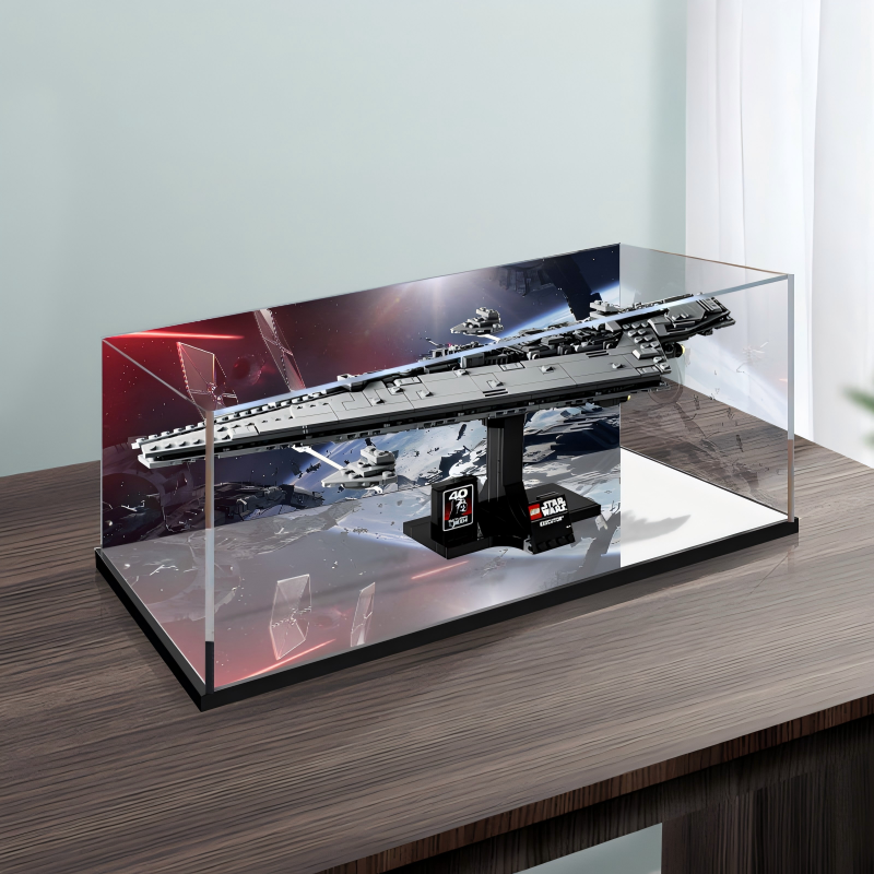 Acrylic Display Case for LEGO 75356 Executor Super Star Destroyer, with Themed Printed Background & Dustproof Box