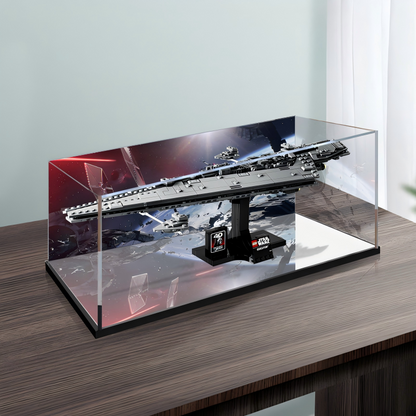 Acrylic Display Case for LEGO 75356 Executor Super Star Destroyer, with Themed Printed Background & Dustproof Box