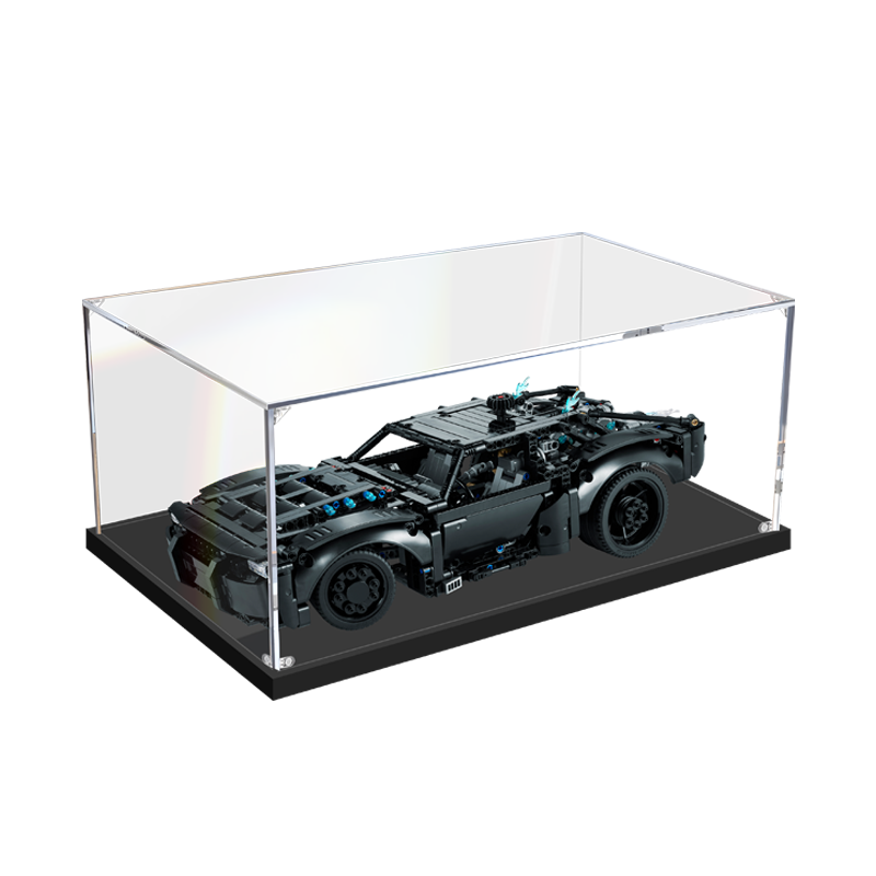 Acrylic Display Case for LEGO 42127 The Batman - Batmobile, with Themed Printed Background & Dustproof Box