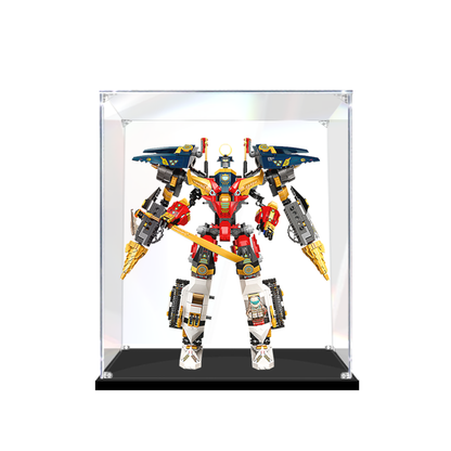 Acrylic Display Case for LEGO 71765 Ninja Ultra Combo Mech, with Themed Printed Background & Dustproof Box