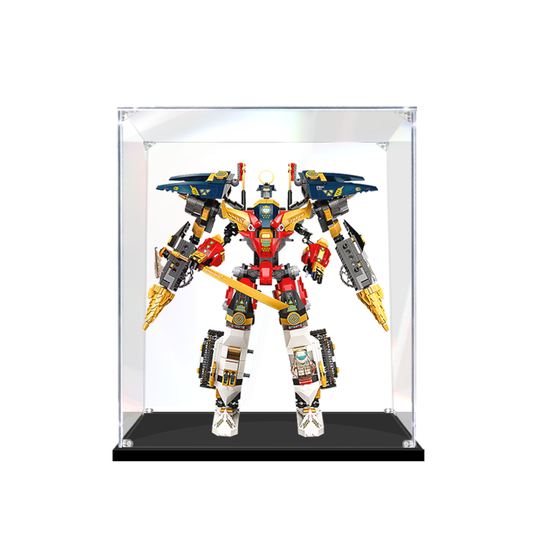 Acrylic Display Case for LEGO 71765 Ninja Ultra Combo Mech, with Themed Printed Background & Dustproof Box