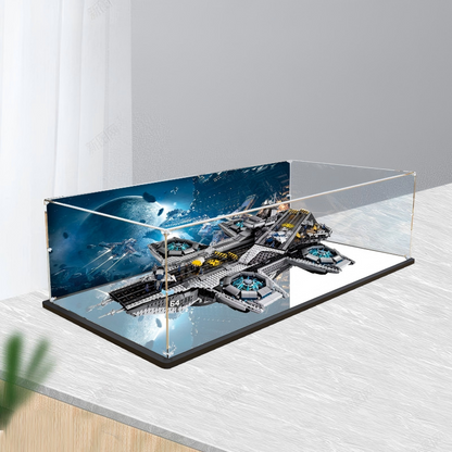 Acrylic Display Case for LEGO 76042 The SHIELD Helicarrier, with Themed Printed Background & Dustproof Box