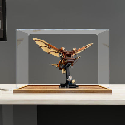 LEGO 10363 Macchina Volante di Leonardo da Vinci - Vetrina Acrilica a Specchio con Luce ad Anello e Sfondo Stampato UV - Espositore Antipolvere