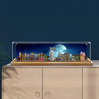 LEGO 76444 Diagon Alley Wizarding Shops Spiegel Acryl Display Case met Ringlicht & UV-Geprinte Achtergrond - Stofdichte Vitrine