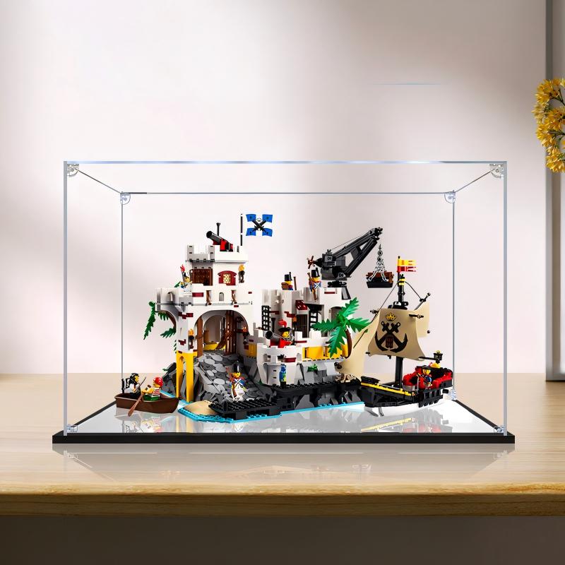 Professional Acrylic Display Case for LEGO 10320 Eldorado Fortress, with Themed UV Printing Background & Dustproof Box