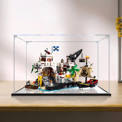 Professional Acrylic Display Case for LEGO 10320 Eldorado Fortress, with Themed UV Printing Background & Dustproof Box