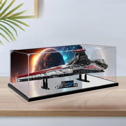 Acrylic Display Case for LEGO 75367 Venator-Class Republic Attack Cruiser, with Themed Printed Background & Dustproof Box
