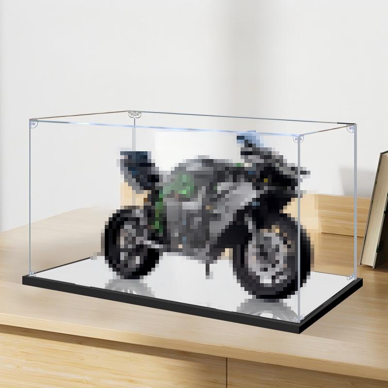 LEGO 42170 Kawasaki Ninja H2R Caixa de Exibição Acrílica com Luz de Anel e Fundo Impresso em UV - Vitrine à Prova de Poeira