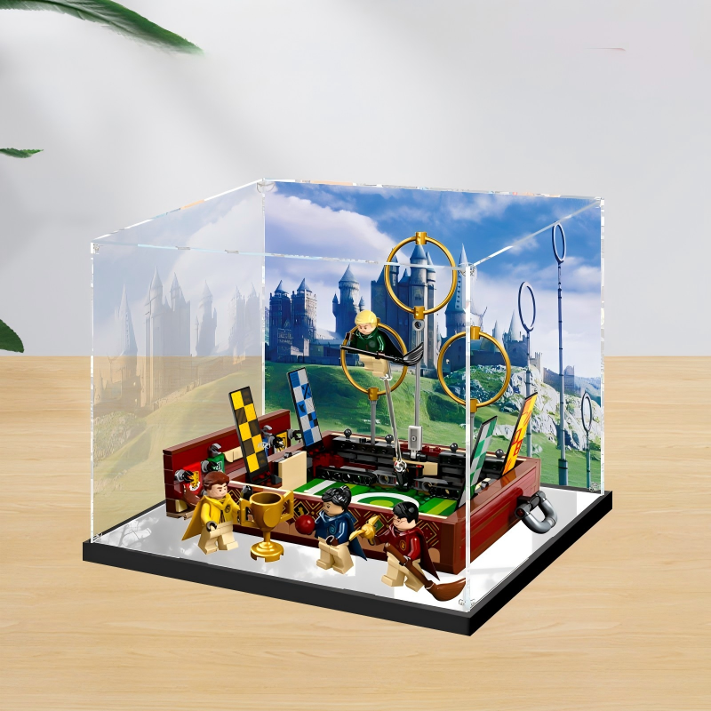 Acrylic Display Case for LEGO 76416 Quidditch Trunk, with Themed Printed Background & Dustproof Box