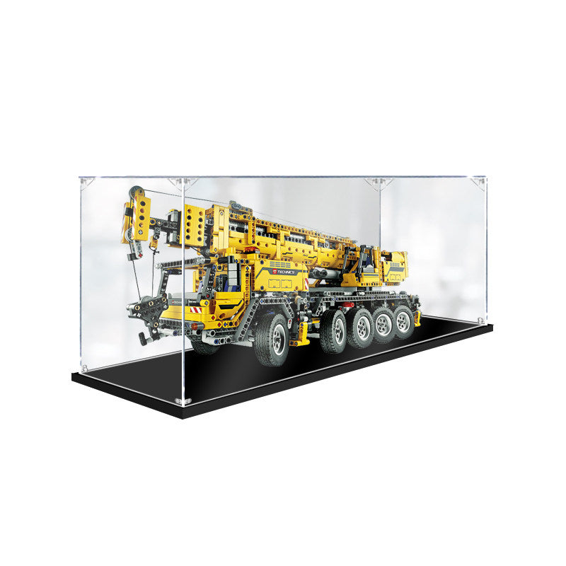Acrylic Display Case for LEGO 42009 Mobile Crane MK II, with Themed Printed Background & Dustproof Box