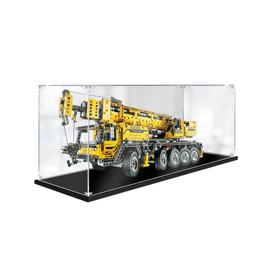 Acrylic Display Case for LEGO 42009 Mobile Crane MK II, with Themed Printed Background & Dustproof Box