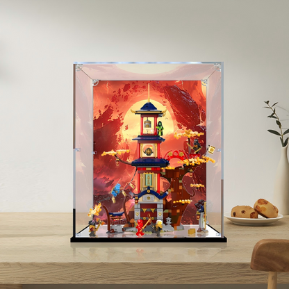 Acrylic Display Case for LEGO 71795 Temple of the Dragon Energy Cores, with Themed Printed Background & Dustproof Box
