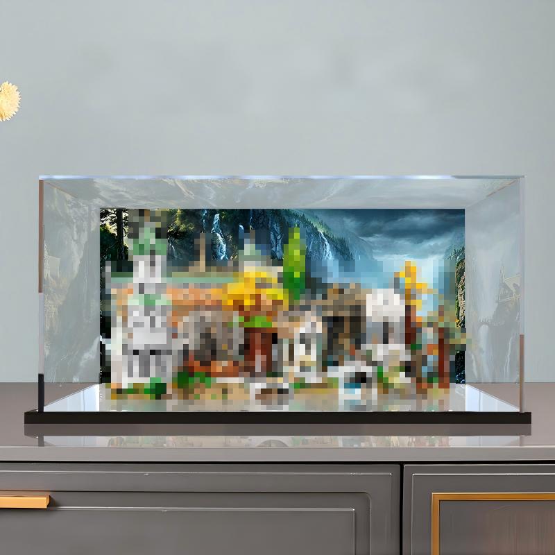 Acrylic Display Case for LEGO 10316 The Lord of the Rings: Rivendell, with Themed Printed Background & Dustproof Box