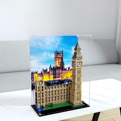 Acrylic Display Case for LEGO 10253 Big Ben, with Themed Printed Background & Dustproof Box