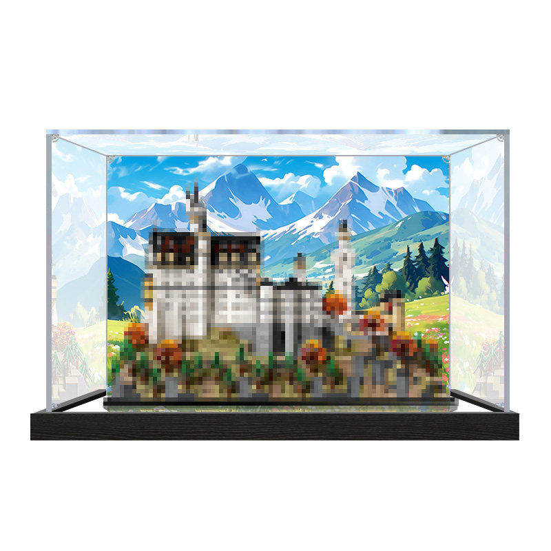 Acrylic Display Case for LEGO 21063 Architecture Skyline, with Themed Printed Background & Dustproof Box
