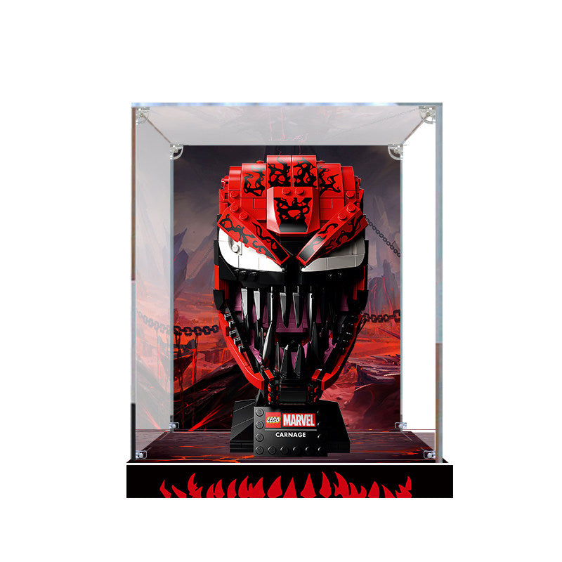 Acrylic Display Case for LEGO 76199 Carnage, with Themed Printed Background & Dustproof Box