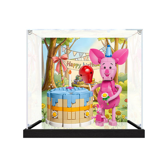 Acrylic Display Case for LEGO 43305 Disney Collection, with Themed Printed Background & Dustproof Box