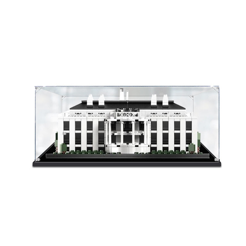 Acrylic Display Case for LEGO 21006 The White House, with Themed Printed Background & Dustproof Box