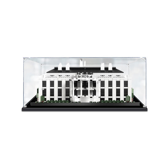 Acrylic Display Case for LEGO 21006 The White House, with Themed Printed Background & Dustproof Box