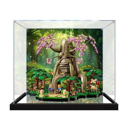 Acrylic Display Case for LEGO 77092 Great Deku Tree 2-in-1, with Themed Printed Background & Dustproof Box