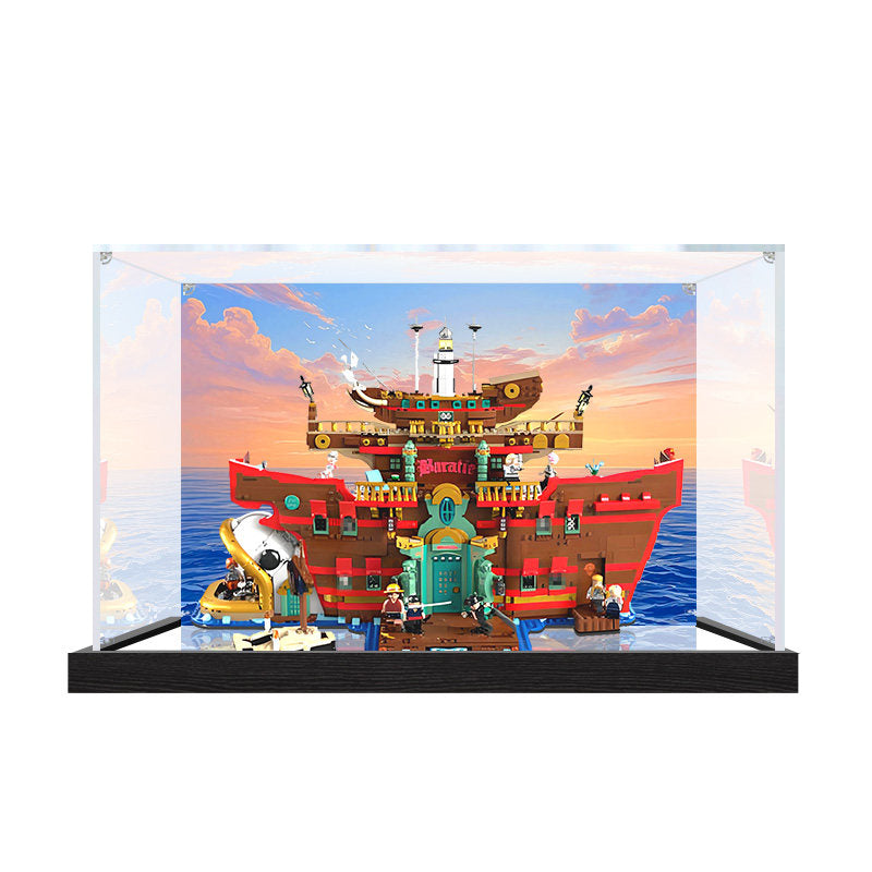 Acrylic Display Case for LEGO 75640, with Themed Printed Background & Dustproof Box