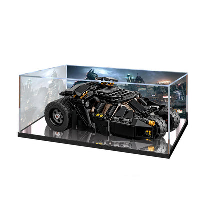 Acrylic Display Case for LEGO 76239 Batmobile Tumbler: Scarecrow Showdown, with Themed Printed Background & Dustproof Box