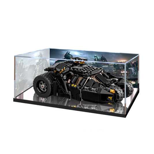 Acrylic Display Case for LEGO 76239 Batmobile Tumbler: Scarecrow Showdown, with Themed Printed Background & Dustproof Box