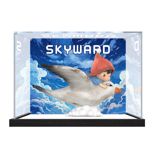 Suitable for Pop Mart Skyward Display Case – Showcase with UV-Printed Background & Mirror Base