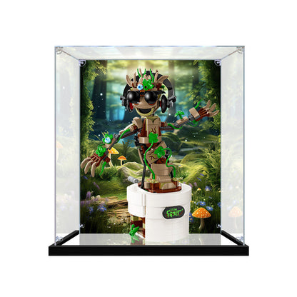Acrylic Display Case for LEGO 76297 Dancing Groot, with Themed Printed Background & Dustproof Box