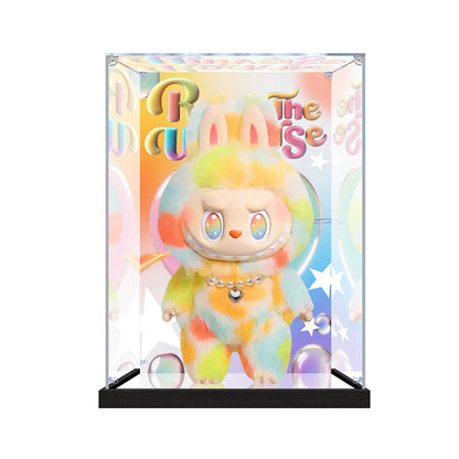 Suitable for Pop Mart The Monsters Labubu Series Display Case – Showcase with UV-Printed Background & Mirror Base