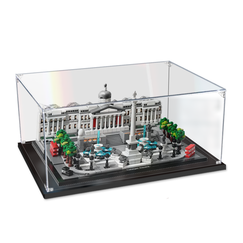 Acrylic Display Case for LEGO 21045 Trafalgar Square, with Themed Printed Background & Dustproof Box
