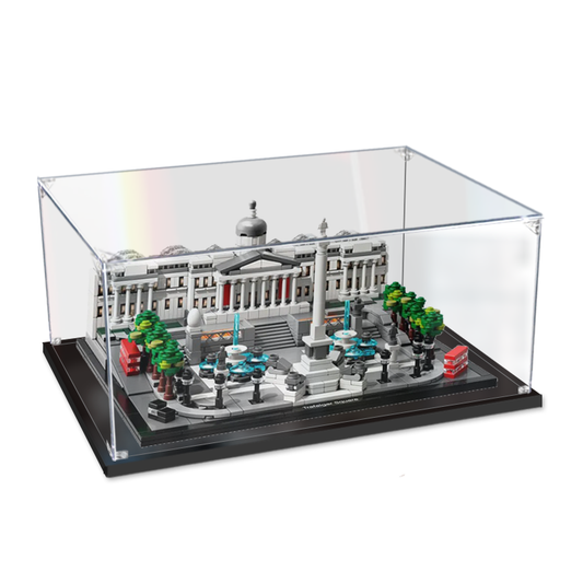 Acrylic Display Case for LEGO 21045 Trafalgar Square, with Themed Printed Background & Dustproof Box