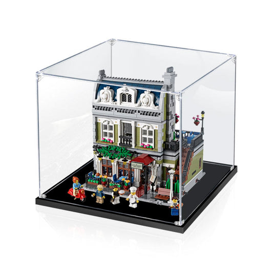 Acrylic Display Case for LEGO 10243 Parisian Restaurant, with Themed Printed Background & Dustproof Box