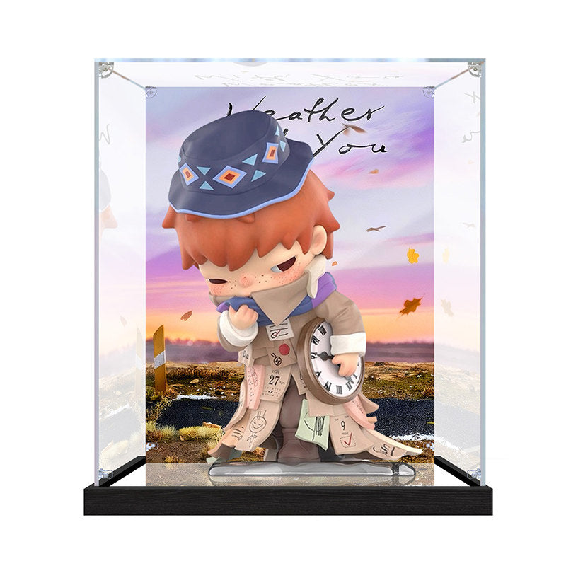 Suitable for Pop Mart Weather With You Display Case – Showcase with UV-Printed Background & Mirror Base