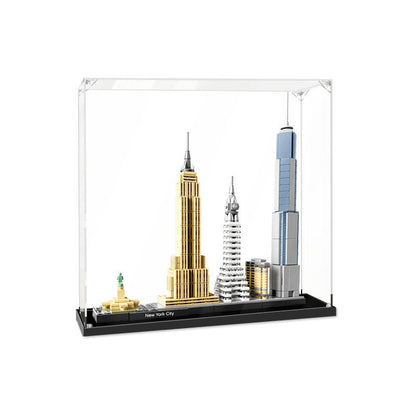 Acrylic Display Case for LEGO 21028 New York City, with Themed Printed Background & Dustproof Box