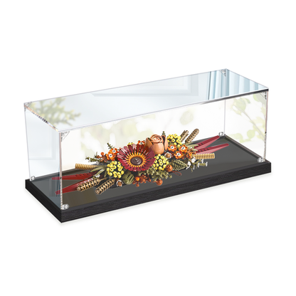 Acrylic Display Case for LEGO 10314 Dried Flower Centerpiece, with Themed Printed Background & Dustproof Box