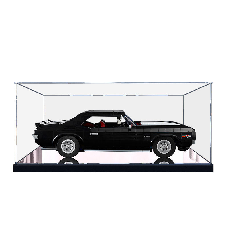 LEGO 10304 Chevrolet Camaro Z28 Caixa de Exibição Acrílica com Luz de Anel e Fundo Impresso em UV - Vitrine à Prova de Poeira